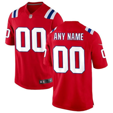 New England Patriots Alternate Custom Jersey Red - Back View - Jersey Zone